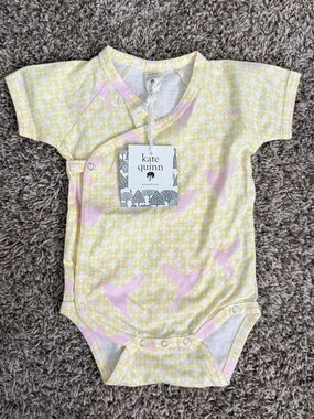 Kate Quinn Organic Cotton Wrap Onesie Baby Girl Size 3-6 Months Short Sleeve